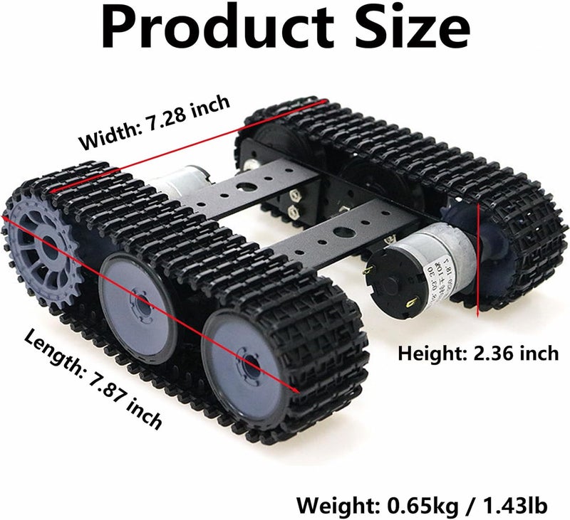 SmaringWing Premium Robot Tracked Car Chassis Starter Kits, MiniTP100 Metal Smart Tank Robot Chassis Control Learning Kit with 2pcs Tracks for Arduino RaspberryPie MicroBit DIY Science Education Experiment, Black - Image 2